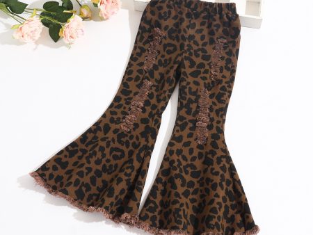 Wholesale Children s Hole Leopard Print Cotton Bell Bottoms Cheap