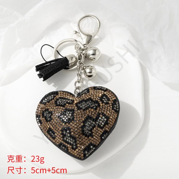 Wholesale Velvet Leopard Print Diamond Keychains Online now