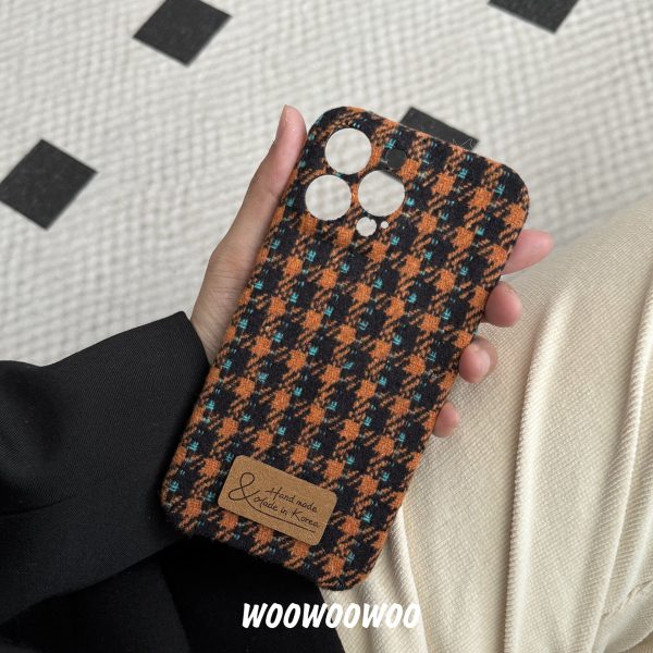 Wholesale Plaid Woven Plush Phone Cases For Cheap