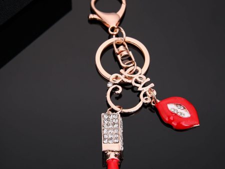 Wholesale Alloy Diamond Lipstick Lip Keychain For Discount