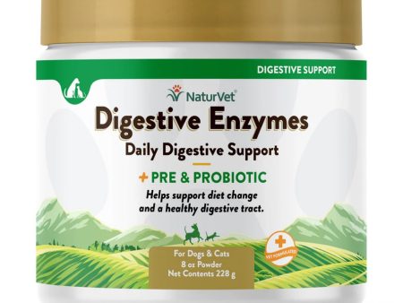 15% OFF: NaturVet Digestive Enzymes Plus Pre & Probiotics Powder Supplement For Dogs & Cats Hot on Sale